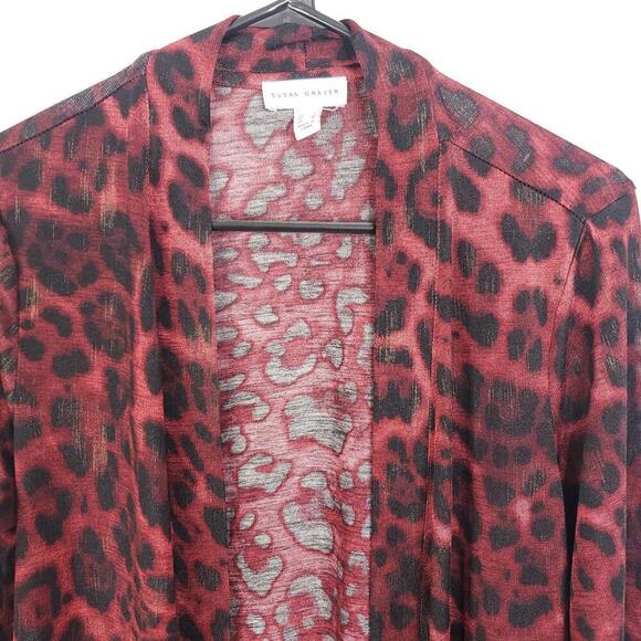 Susan Graver Sweater Womens Small Leopard Exotic Duster Longline Cardigan - Picture 3 of 10